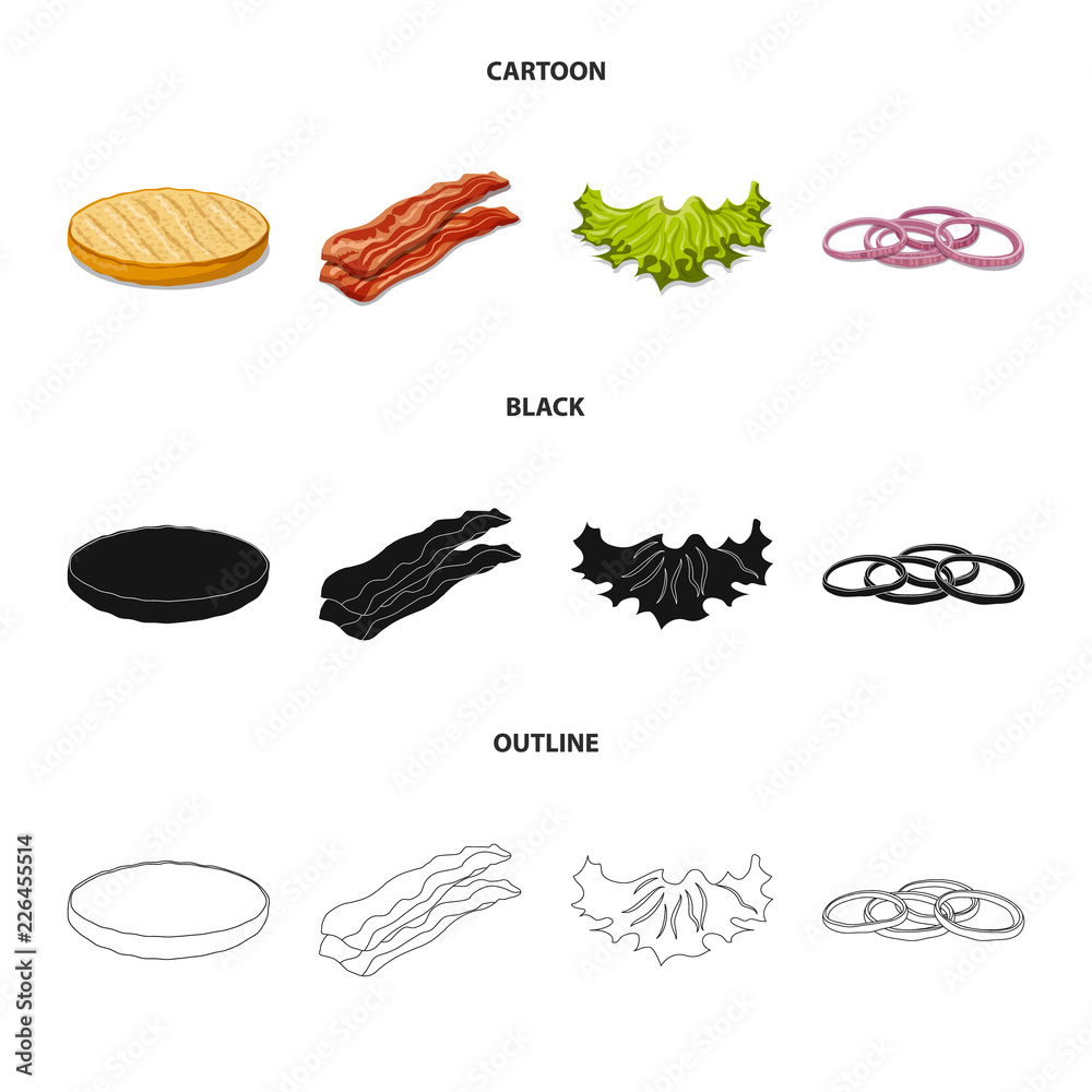 Vector design of burger and sandwich sign. Set of burger and slice stock symbol for web. Vector design of burger and sandwich sign. Set of burger and slice stock symbol for web.