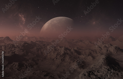 Fototapeta Naklejka Na Ścianę i Meble -  3d rendered Space Art: Alien Planet - A Fantasy Landscape
