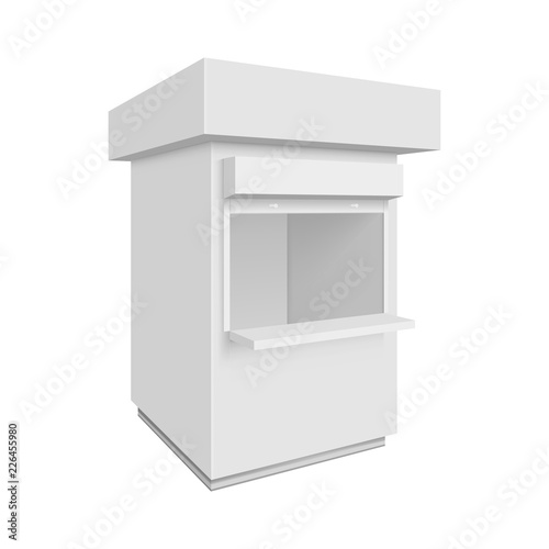 Promotional or trade outdoor kiosk. Illustration isolated on white background. Graphic concept for your design