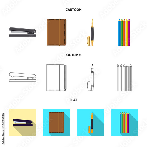 Isolated object of office and supply icon. Set of office and school vector icon for stock.