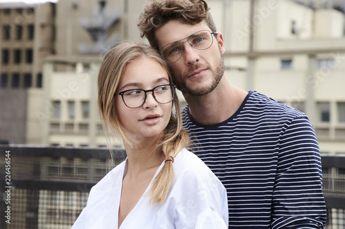 Handsome couple in spectacles, portrait