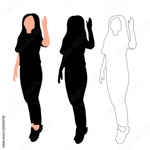 on white background, silhouette of woman dancing