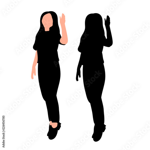 on white background, silhouette of woman dancing