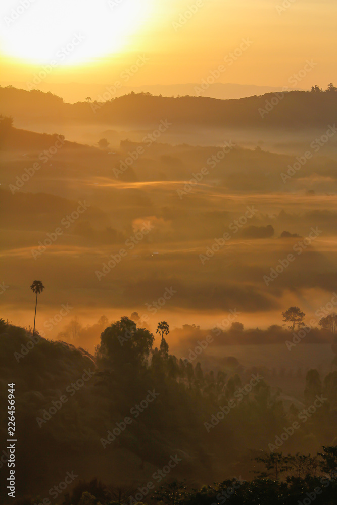 misty morning sunrise in mountain at Khao kho Phetchabun,Thailand misty morning sunrise in mountain at Khao kho Phetchabun,Thailand