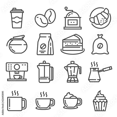 Vector line Coffee and Accessories icons set