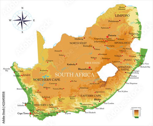 Photo South Africa physical map