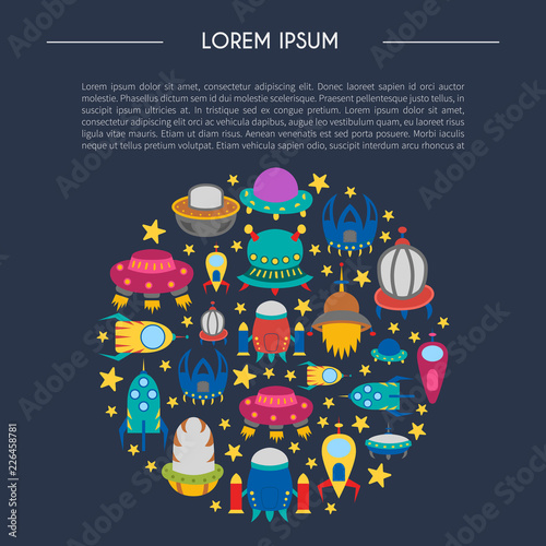 Vector cartoon alien spaceship background