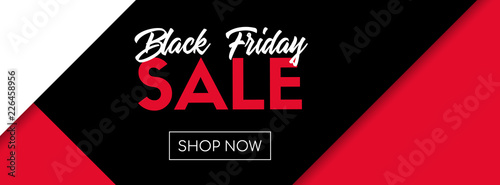 Black friday sale vector banner. Shop now. Online shopping template