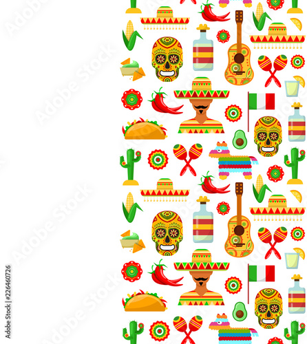 pattern with traditional Mexican attributes