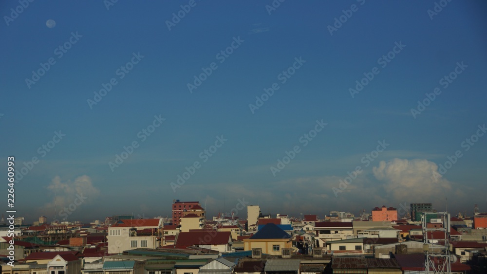 panoramic view the city of phnom penh, cambodia