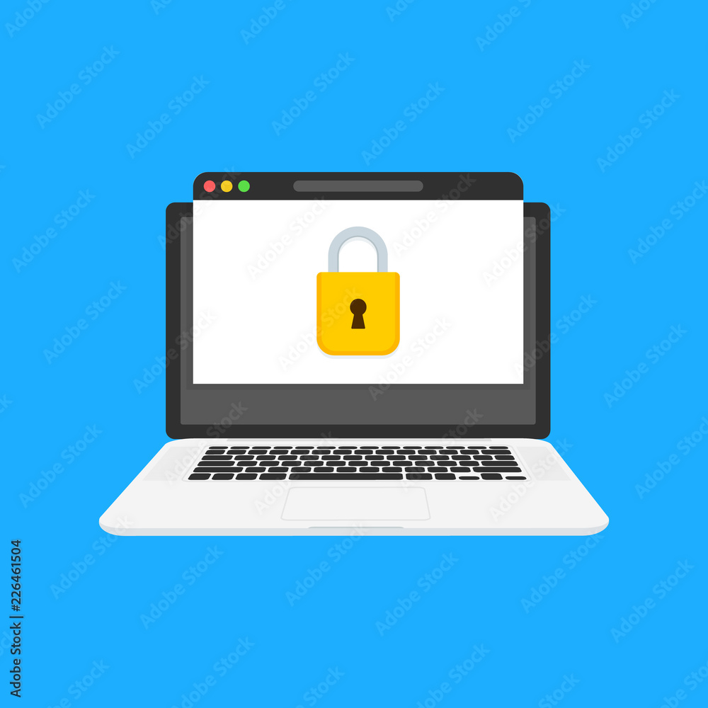 Web page under block, limited access. Password. Vector illustration.