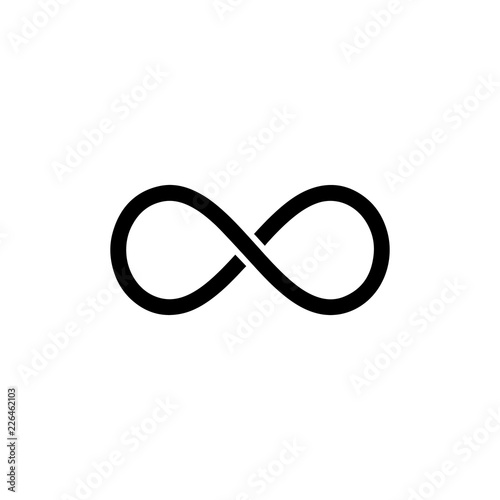 Black infinity symbol icon. Concept of infinite, limitless and endless.
