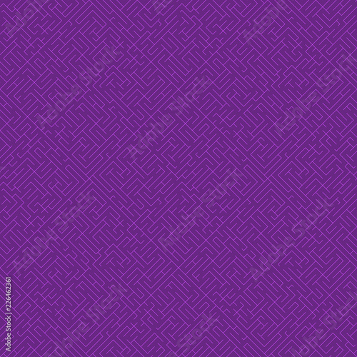 Labyrinth background. Geometric irregular backdrop. Abstract violet seamless line maze pattern. 