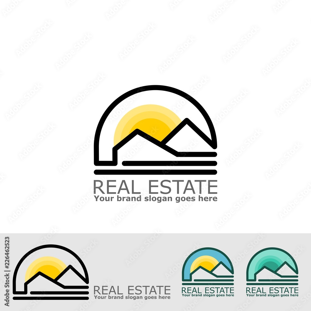 Fototapeta premium real estate line with sun