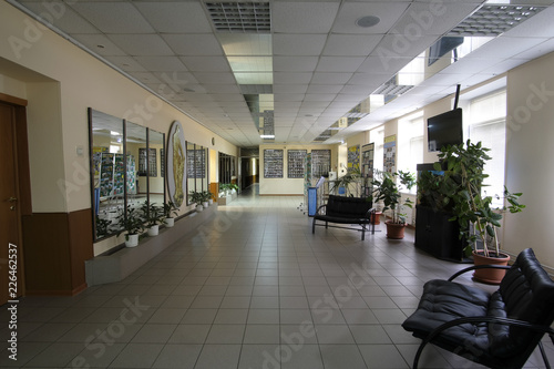 Moscow, Russia - September, 24, 2018: Interior of a modern hall in Moscow priver school