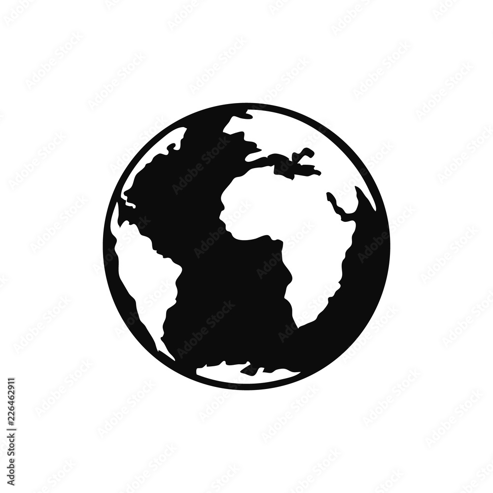 Flat planet Earth icon. Illustration of a world globe isolated on a white background. Flat planet Earth icon. Illustration of a world globe isolated on a white background.
