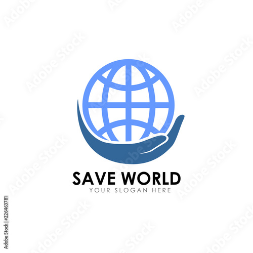 save earth logo design template. save globe logo vector icon