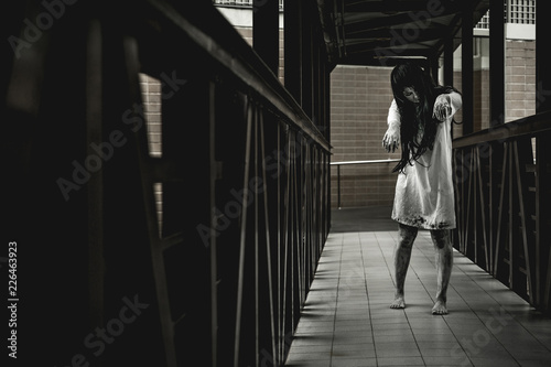 Halloween or horror concept, Women dressed in costume cosplay horror zombies or ghost on Halloween festival.