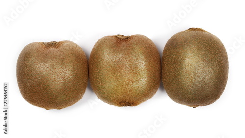 Kiwi fruits isolated on white background, top view