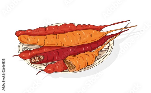Pile of churchkhela lying on plate