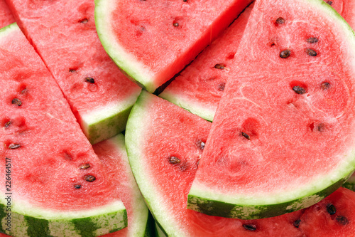 close-up view of sliced watermelon as background