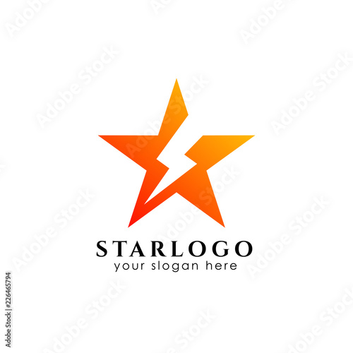 star logo design template. star with thunder vector illustration