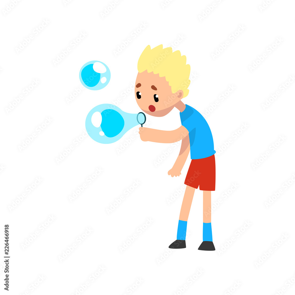 Cute blonde little boy blowing soap bubbles cartoon vector Illustration on a white background Stock Vector | Adobe Stock Cute blonde little boy blowing soap bubbles cartoon vector Illustration on a white background Stock Vector | Adobe Stock