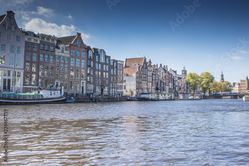Panorama in the canals of Amsterdam, Netherlands