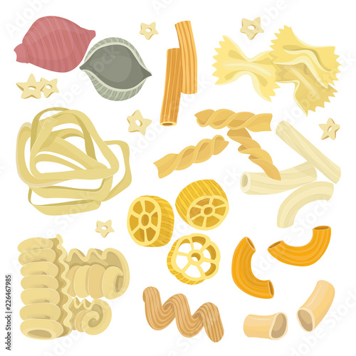 Vector illustration Italian pasta food set icon