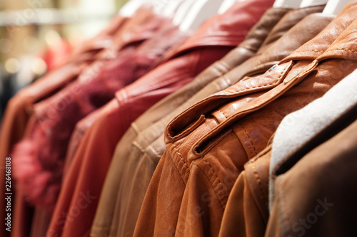 leather jackets on display for sale