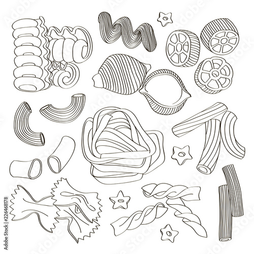 Vector illustration Italian pasta food set icon
