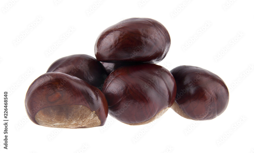 Chestnuts isolated on white background. As an element of packaging design. Chestnuts isolated on white background. As an element of packaging design.