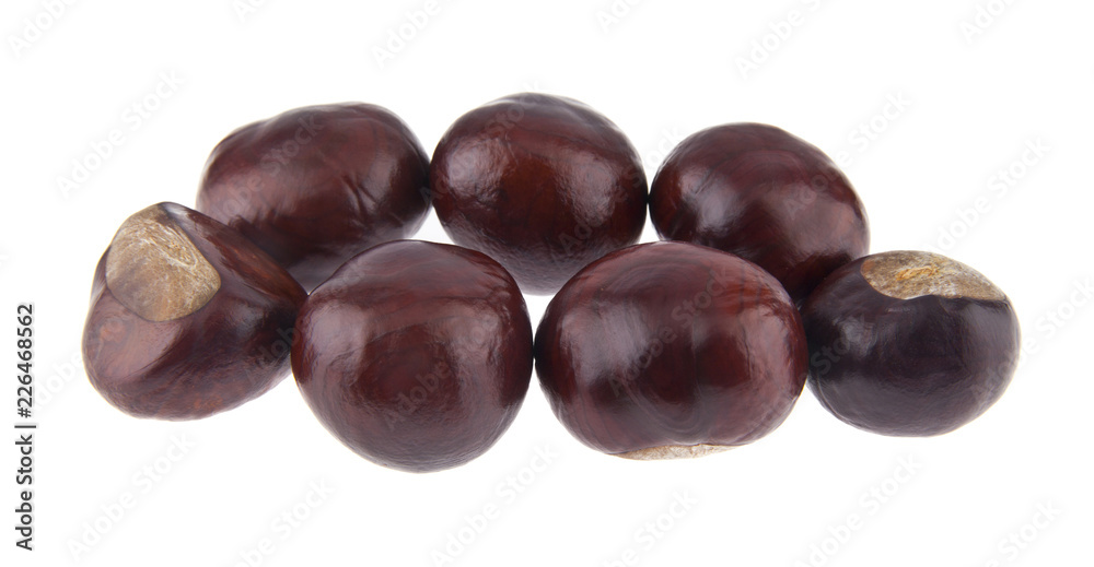 Chestnuts isolated on white background. As an element of packaging design. Chestnuts isolated on white background. As an element of packaging design.