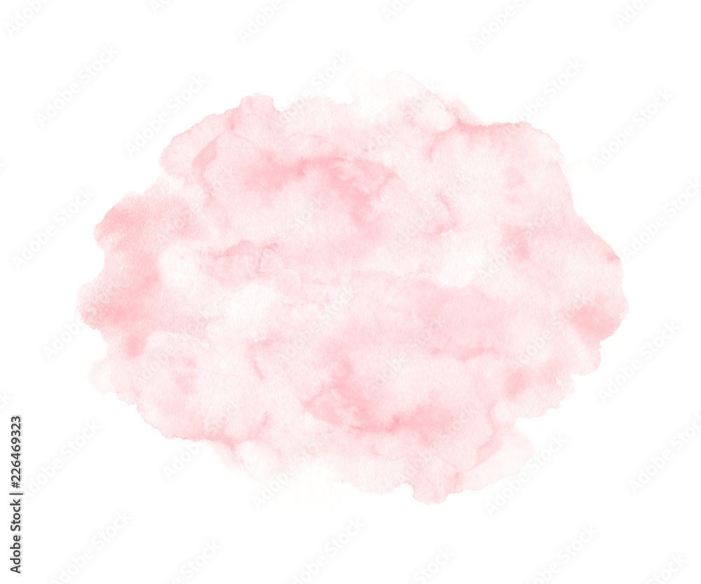 Watercolor pink paint texture isolated on white background. Vintage backdrop for wedding invitations and cards.