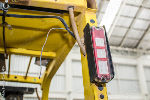 Emergency warning light, attached to a forklift truck.