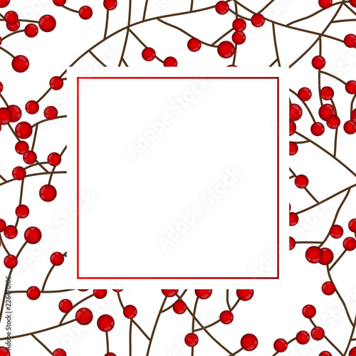 Red Berry Christmas on White Banner Card.