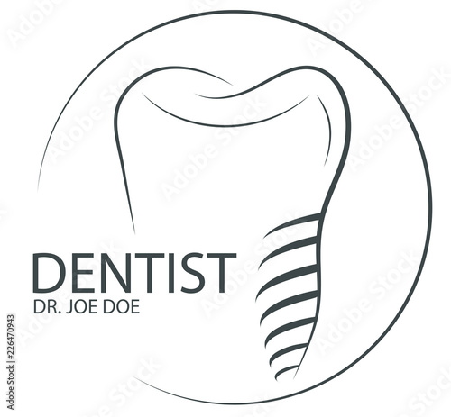 Implant Teeth Vector Minimal Logo Dental Dentist