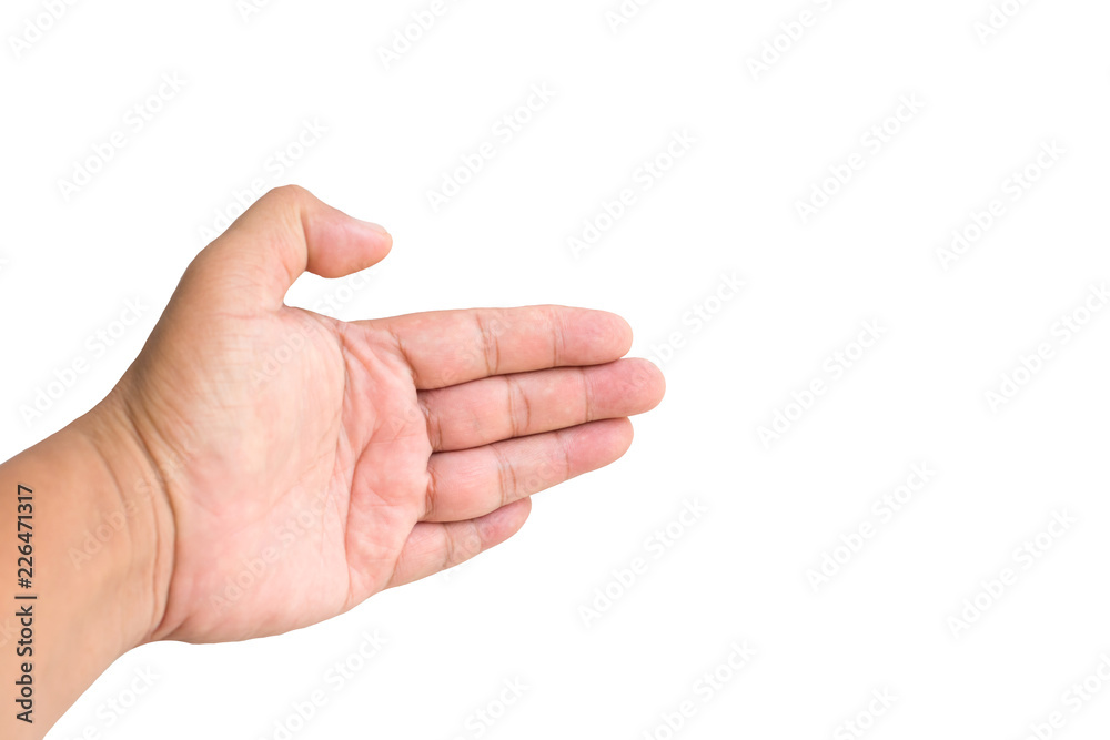 Sign of people hand isolated on white background.Hands of people as showing something. Sign of people hand isolated on white background.Hands of people as showing something.