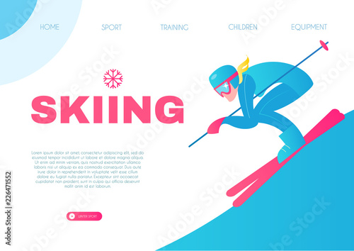 Speed Skiing. Winter Sport Design Template. Vector illustration