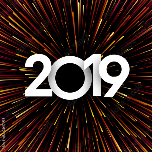 New Year 2019 background with colorful firework.