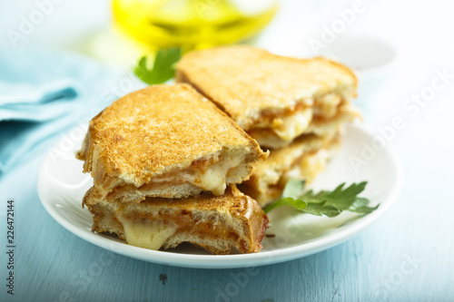 Cheese toasts with tomato