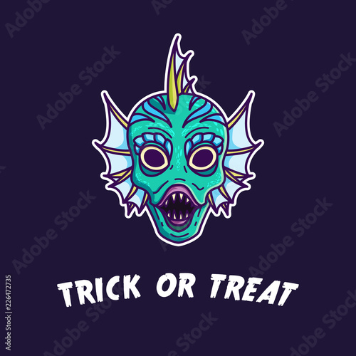 Halloween fish monster illustration