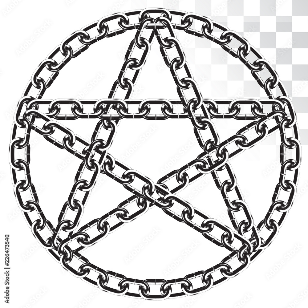 Pentagram Of Realistic Metal Chain The Star In The Circle Isolated On pentagram-of-realistic-metal-chain-the-star-in-the-circle-isolated-on
