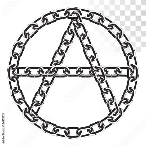 a symbol of anarchy from a realistic metal chain. letter " A " in the circle. isolated on transparent background