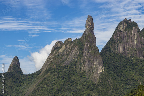 God's finger landscape, Rio de Janeiro state mountains. Located near the town of Teresopolis, Brazil, South America. Space to write texts, Writing background.  © Ranimiro