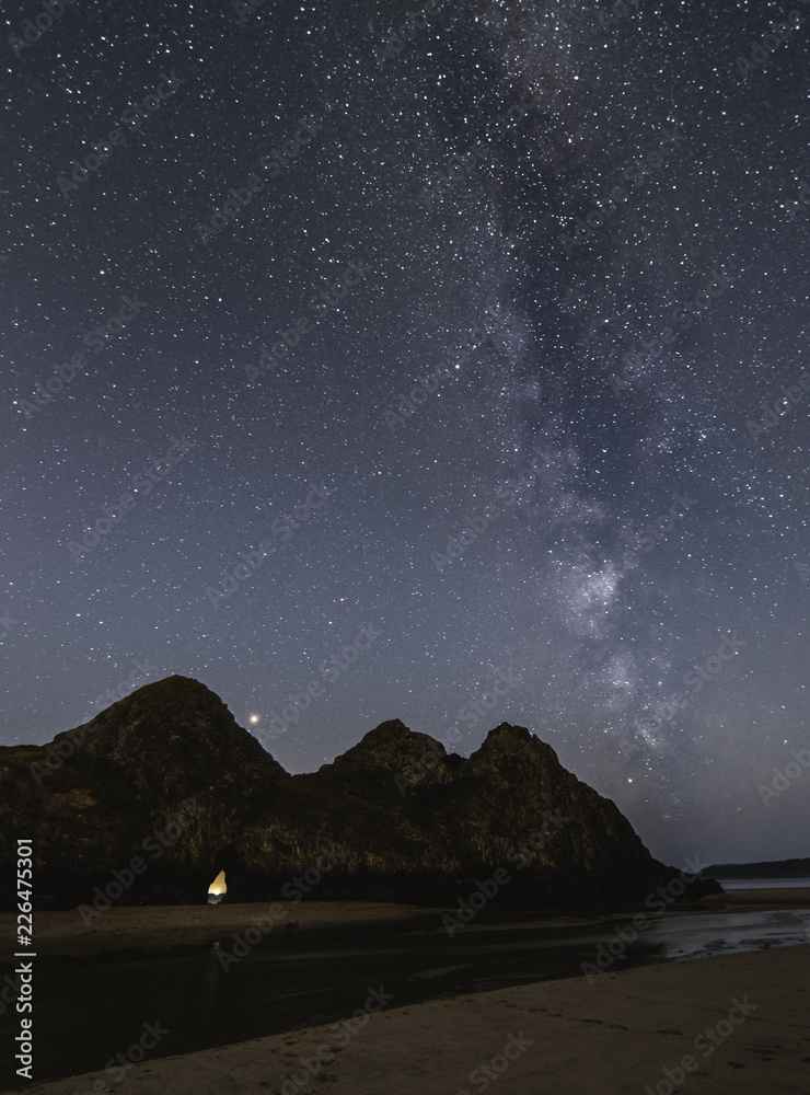 Milky Way Passing Over Three Cliffs Bay