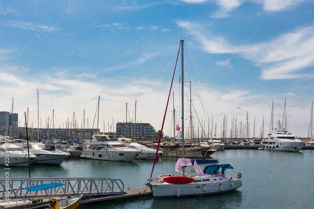 Fototapeta premium Yachts in Marina, vertical