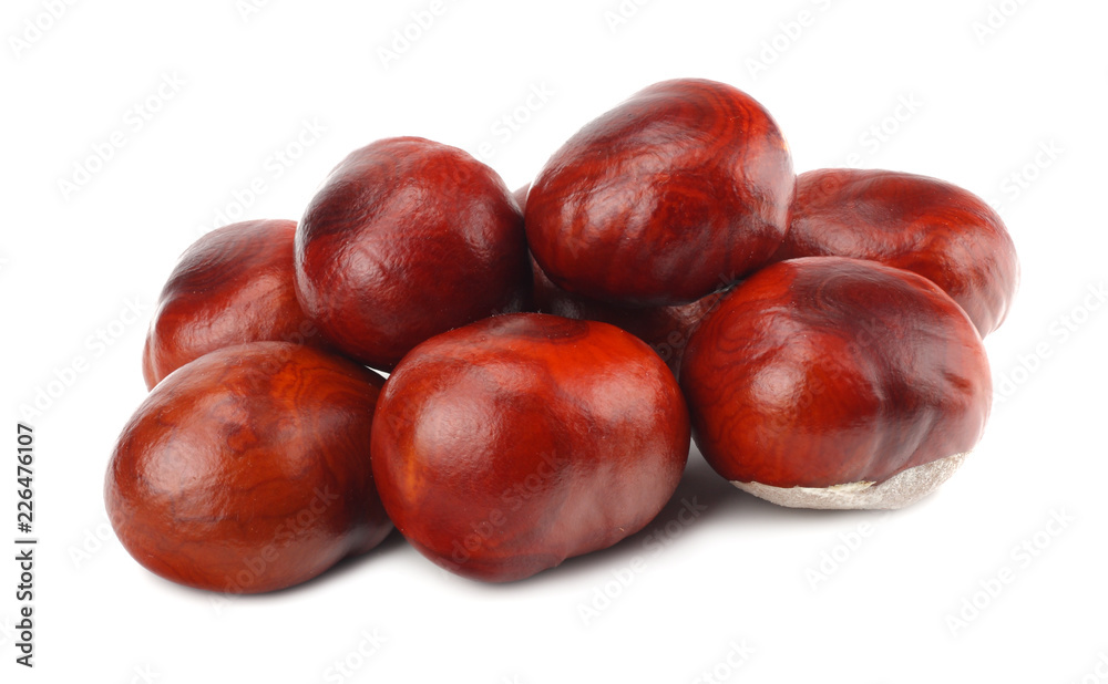 chestnuts isolated on white background. Healthy background. chestnuts isolated on white background. Healthy background.