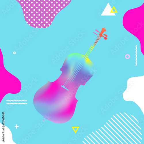 Colorful violoncello vector illustration design. Abstract musical instrument background, artistic poster with cello