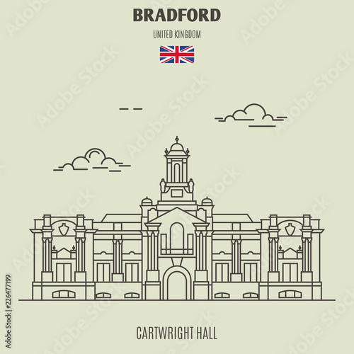 Cartwright Hall in Bradford, UK. Landmark icon